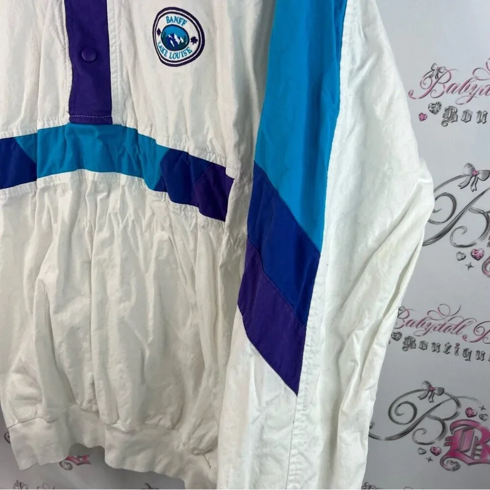 Jacket Banff lake Louis vintage retro long sleeve  Colorblock Windbreaker Jacket